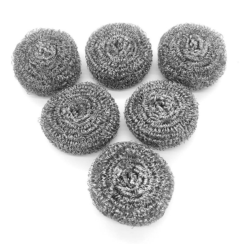 Photo 1 of 6 Pack Stainless Steel Sponges, Scrubbing Scouring Pad, Steel Wool Scrubber for Kitchens, Bathroom and More(2)