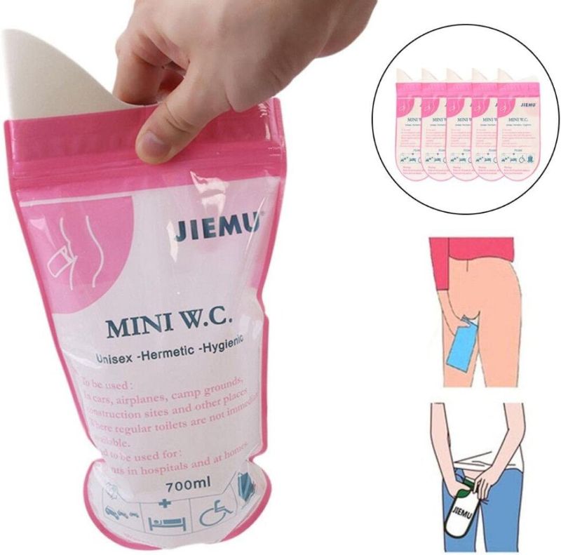 Photo 1 of 
JIEMU 700ml disposable outdoor portable mini wc unisex car auto travel emergency urine bag travel urinal kit pee bag 4