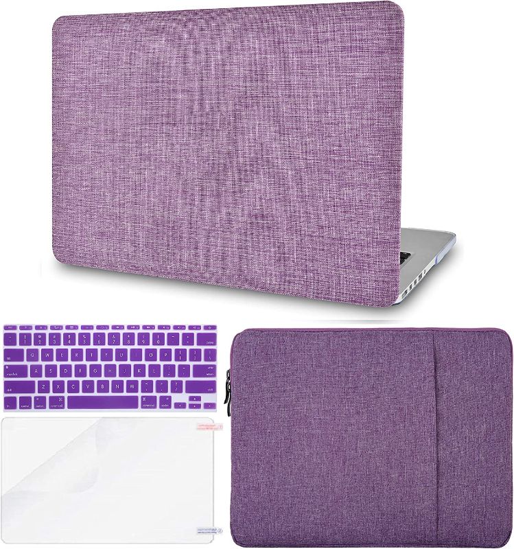 Photo 1 of KECC Compatible with MacBook Pro 13 inch Case 2019-2016 with Touch Bar A2159 A1989 A1706 A1708 Protective Plastic Hard Shell + Keyboard Cover + Sleeve + Screen Protector (Purple Fabric)