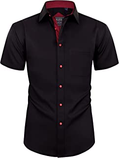 Photo 1 of Alimens & Gentle Mens Short Sleeve Dress Shirts Wrinkle Free Solid Casual Button Down Shirts with Pocket XL