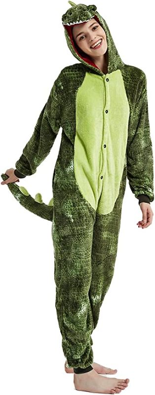 Photo 1 of CASABACO Adult Dinosaur Onesie Costume Outfit Women T-rex Animal Pajama Halloween Unisex, SIZE SMALL  