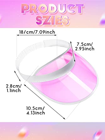 Photo 2 of 10 PCS Sun Visor Hats UV Protection Sun Visor Unisex PVC Beach Visor Cap for Women and Men (Pink,Basic Style)