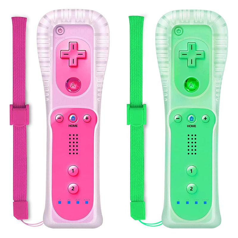 Photo 1 of Wii Controller, KDYGPDCT 2 Pack Wii Remote, with Silicone Case and Wrist Strap, Compatible with Wii Console (Ice Blue and Pink)