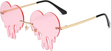 Photo 1 of BOJOD Dripping Heart Shaped Sunglasses for Women Heart Glasses Trendy Sunglasses for Party