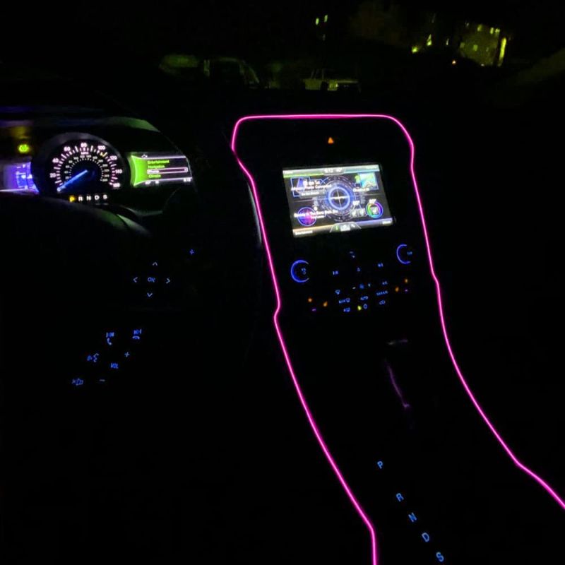 Photo 2 of El Wire Car Interior LED Lights, Ambient Lighting Kits for Car Decoration (Pink)