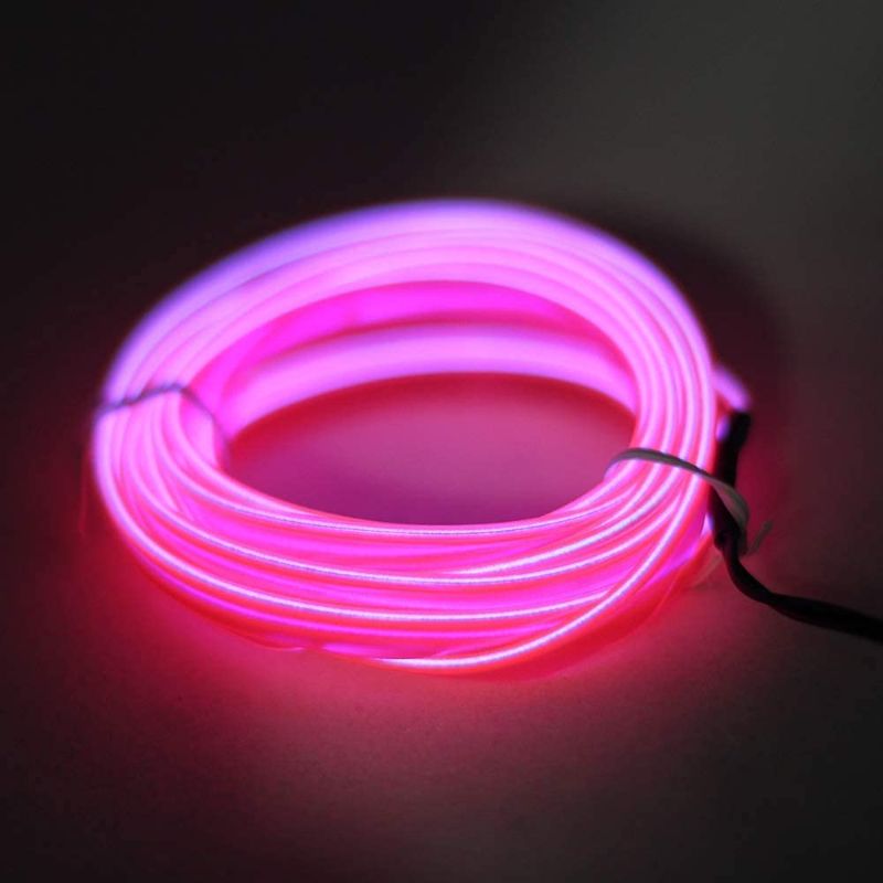 Photo 3 of El Wire Car Interior LED Lights, Ambient Lighting Kits for Car Decoration (Pink)