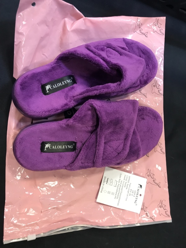 Photo 1 of caloleyng Womens Fuzzy Furry House Orthopedic Slippers With Arch Support Open Toe Hard Sole Slip On Indoor Outdoor House Shoes, SIZE 8 (FEET LENGTH 24.7 CM))