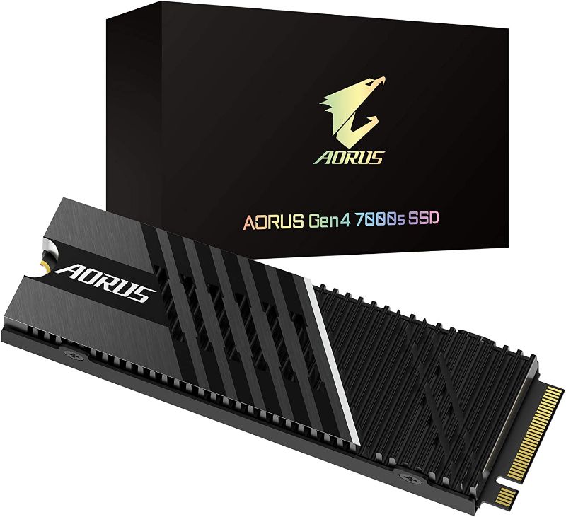 Photo 1 of GIGABYTE AORUS Gen4 7000s SSD 2TB PCIe 4.0 NVMe M.2, Nanocarbon Coated Aluminum Heatsink, 3D TLC NAND, SSD- GP-AG70S2TB