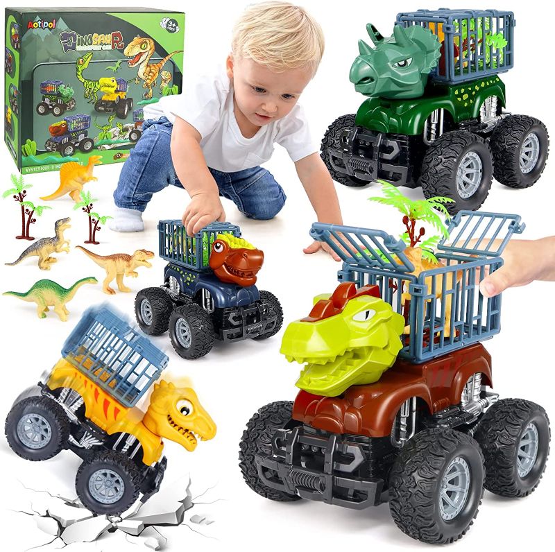 Photo 1 of Dinosaur Toys for Kids 3-5, 4 Pack Large Dinosaur Monster Truck Toys 