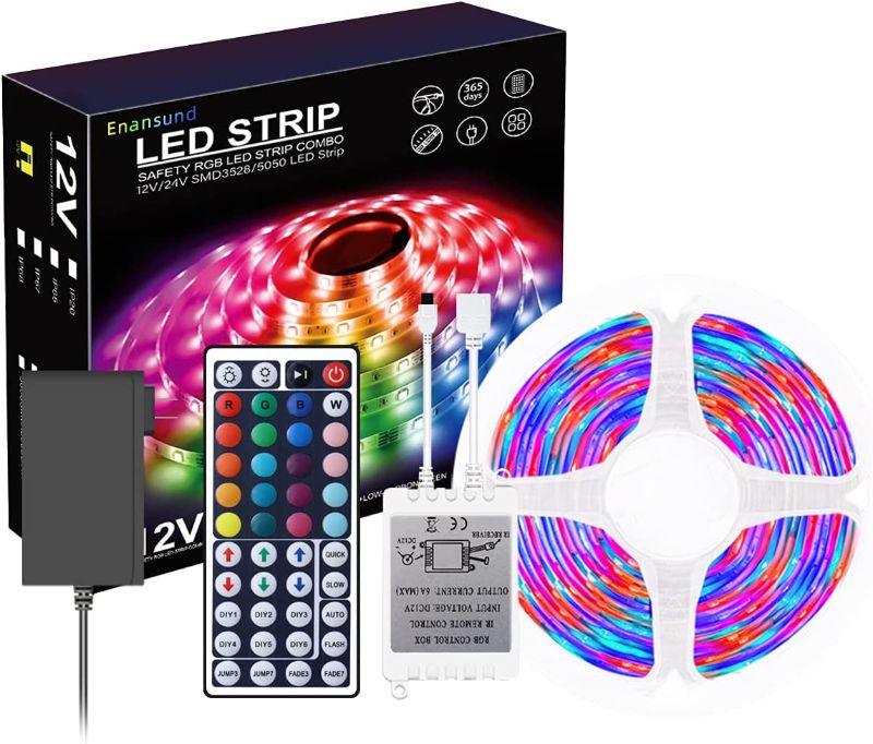 Photo 1 of 16.4ft RGB LED Strip Lights,3825 Smart Led Lights Strip Music Sync Flexible Color Changing Lights App Control and 44keys Remote, Neon Lights for Home, Kitchen, TV, Party, Decoration (Waterproof)