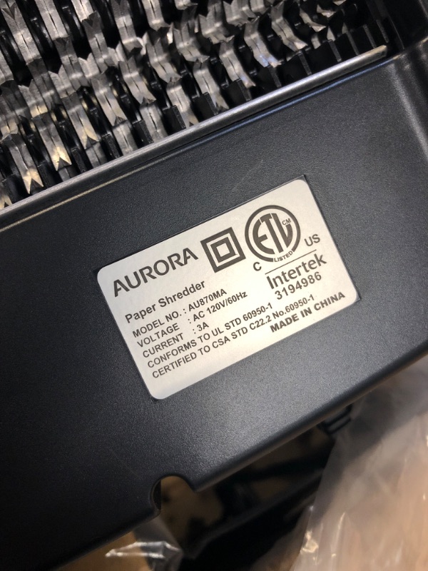 Photo 5 of Aurora High Security 8-Sheet Micro-Cut Paper Shredder