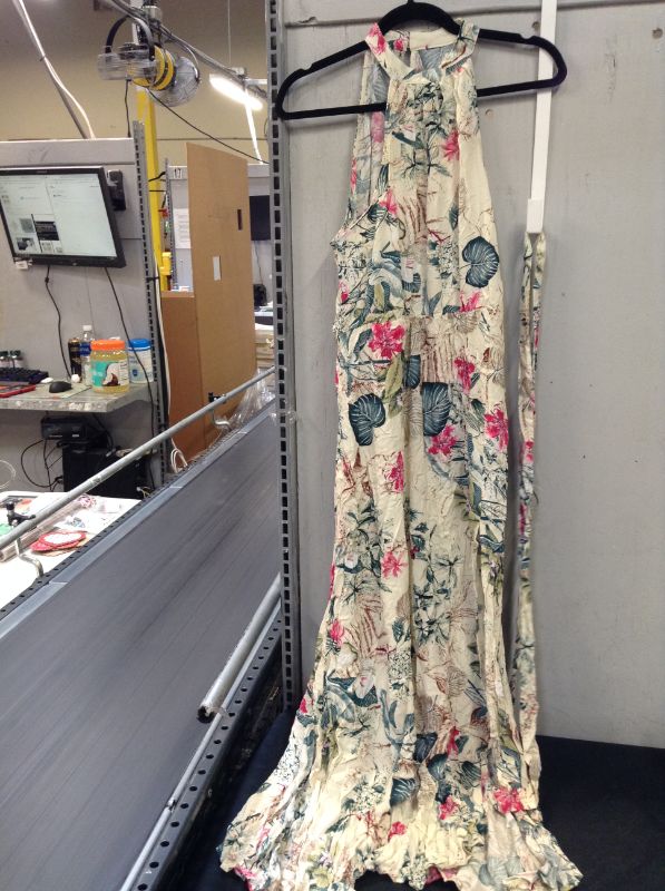 Photo 2 of Floerns Women's Sleeveless Halter Neck Vintage Floral Print Maxi Dress