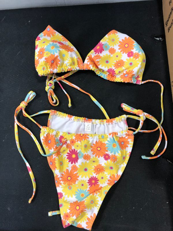 Photo 2 of  XL SOLY HUX Women's Floral Print Bikini Sets Halter Tie Side Triangle Sexy Swimsuits