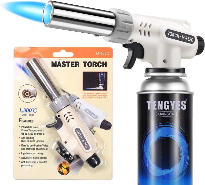 Photo 1 of 
Kitchen Butane Blow Torch Lighter - Culinary Torch Chef Cooking Torches Professional Adjustable Flame with Reverse Use for Creme, Brulee, BBQ, Baking, Jewelry by TENGYES, Butane Not Included