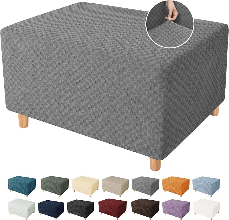 Photo 1 of YEMYHOM Ottoman Cover Latest Jacquard Design High Stretch Folding Storage Footstool Protector Rectangle Removable Slipcover (Ottoman X-Large, Light Gray)