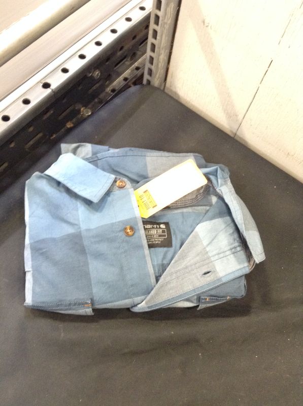 Photo 2 of  2xl Carhartt Men's Short Sleeve Plaid Button Down Shirt, XXL, Blue