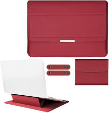 Photo 1 of PENGRUISI 15-16 inch Laptop Sleeve Case Laptop Three in one Bracket Inner Bushing with Stand Function compatible15-16 inch with All laptops and Tablets Innovative Materials Soft PU Leather(Red)