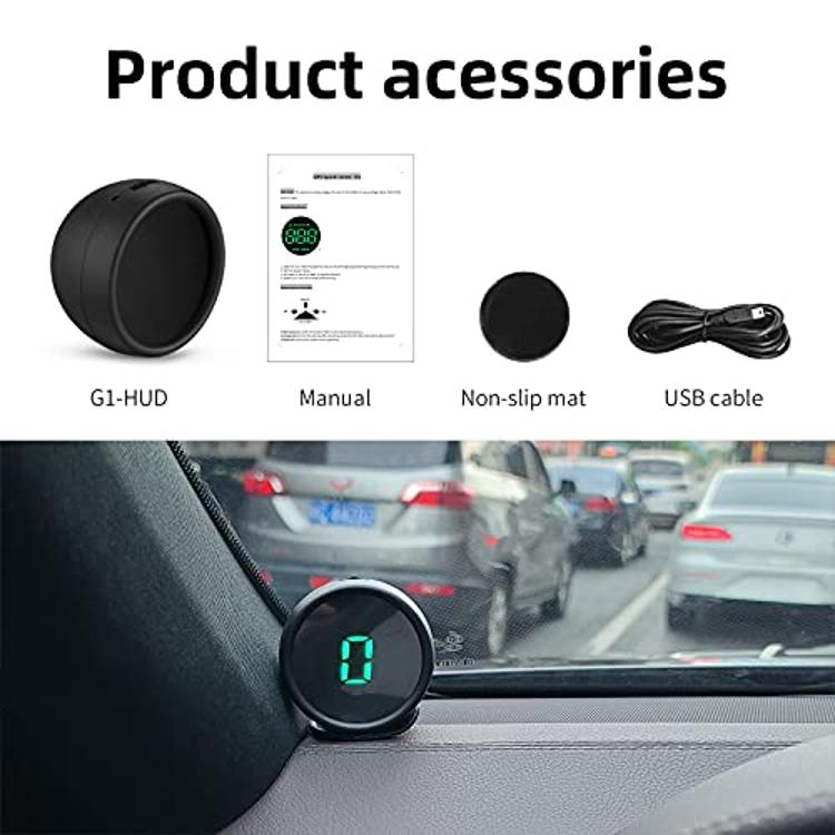 Photo 2 of BY-J HUD Speedometer for Car, Head Up Display Digital GPS Speedometer with Speed MPH, Navigation Compass, Driving Distance, Universal Car for All Vehicle (G1-Green)