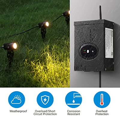 Photo 3 of DEWENWILS 120W Smart Wi-Fi Low Voltage Transformer, Schedule and Timer, Compatible with Alexa and Google Home, 120V AC to 12V AC, Weatherproof for Landscaping Light, Spotlight, Pathway Light