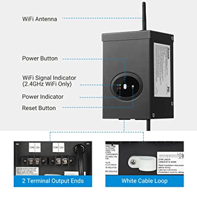 Photo 2 of DEWENWILS 120W Smart Wi-Fi Low Voltage Transformer, Schedule and Timer, Compatible with Alexa and Google Home, 120V AC to 12V AC, Weatherproof for Landscaping Light, Spotlight, Pathway Light