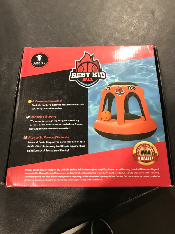 Photo 2 of BESTKID BALL Swimming Pool Basketball Hoop - Inflatable Basketball Hoop Set with Ball - Ideal Pool Game for Kids, Adults and Family (Red & Black)---pump not included 