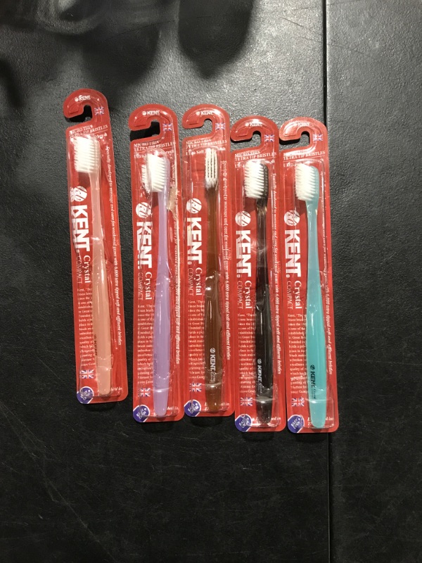 Photo 2 of [Kent] Crystal Small Soft Firm Action Soft Toothbrush, Deep Cleaning Sensitive Teeth & Gums for Adults & Teens (Compact Size) - (Set of 5)