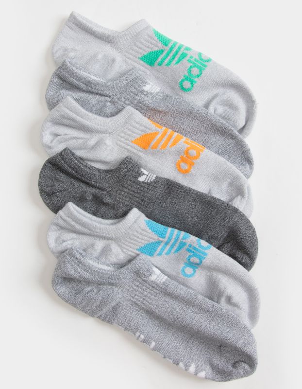 Photo 1 of Adidas Assorted 6-Pack Original Trefoil Logo No-Show Socks in Grey at Nordstrom
