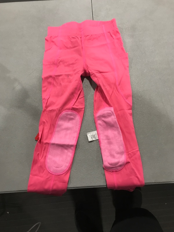 Photo 2 of BALEAF Girls Horse Riding Pants Kids Equestrian Breeches Knee-Patch Youth Horseback Tights Schooling Leggings Pocket UPF50+ 5-hot Pink Medium