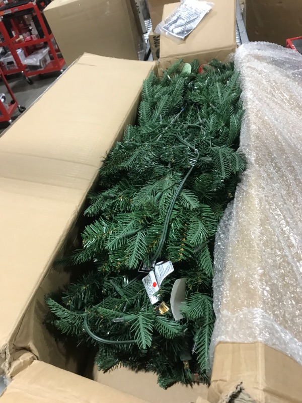 Photo 2 of National Tree Company Pre-Lit 'Feel Real' Slim Artificial Christmas Tree, Prescott Fir, Green, White Lights, Includes Stand, 7.5 Feet 7.5 ft