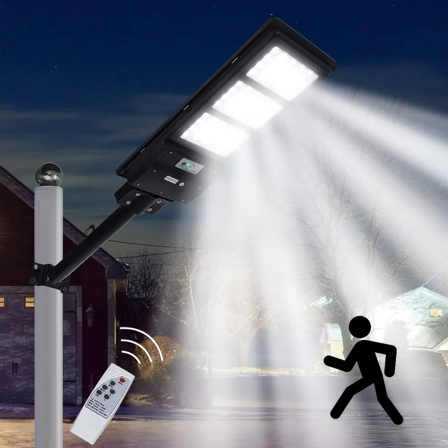 Photo 1 of 300W Solar Street Lights Outdoor,30000 lumens, Dusk to Dawn Solar with Motion Sensor and Remote Control, LED Flood Light, Suitable for courtyards, Gardens, Streets, Basketball Courts Garage Porch