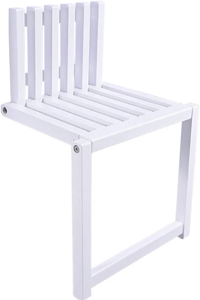 Photo 1 of  Folding Chair Wall-Mounted Invisible Shoe-Changing Stool Made of Solid Wood Wall Seat Folding with Support Legs Saving Space Suitable for Various Occasions White
