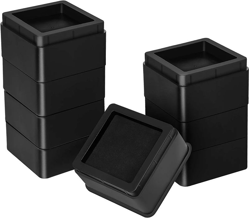 Photo 1 of 
Utopia Bedding Pack of 8 Furniture and Bed Risers - Durable Plastic and Anti Slip Foam & Rubber Pad - 2 Inch Stackable Square Risers for Sofa, Bed, Table, and Chair Lifts (Black)
