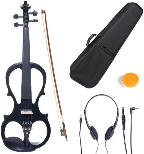 Photo 1 of Cecilio 4/4 CEVN-1BK Solid Wood Electric/Silent Violin with Ebony Fittings in Style 1 - Full Size - Black Metallic
