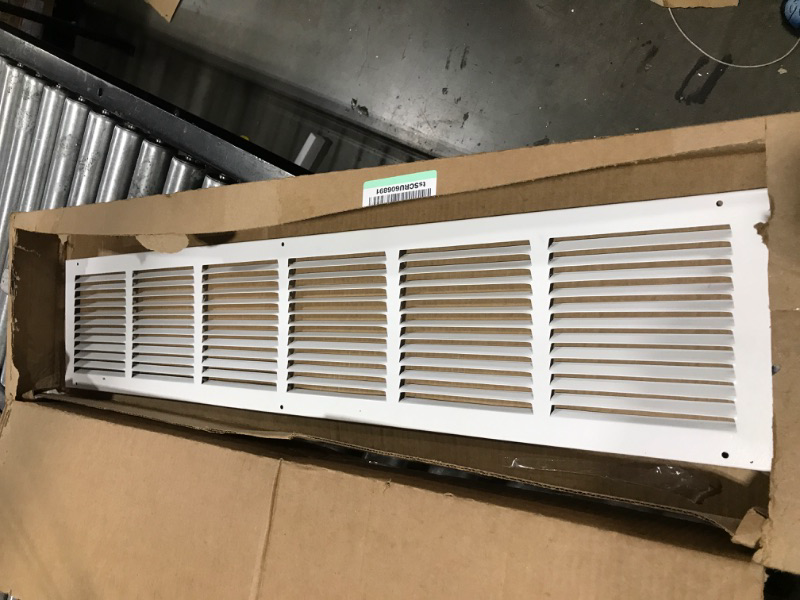 Photo 1 of 36"w X 8"h Steel Return Air Grilles - Sidewall and Ceiling - HVAC Duct Cover - White [Outer Dimensions: 37.75"w X 9.75"h]
