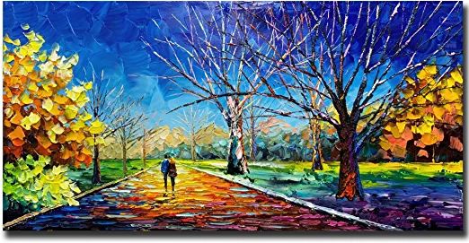 Photo 1 of 
V-inspire Art, 24x48 Inch Modern Hand-Painted Oil Painting -Romantic Night- Abstract Blue Landscape Paintings Acrylic Canvas Wall Art Living Room Bedroom Decoration
