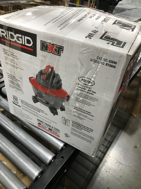 Photo 5 of RIDGID, 62698, 6 Gallon RT0600 NXT Wet/Dry Vac, RED Professional Industrial, 4.25 HP, Casters, Pro Locking Hose, Qwik Lock Filter, Longer Motor Life, Polyropylene Drum, Large Handle, Dark Gray and Red ?Vaccum Cleaner