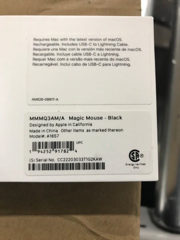 Photo 1 of Apple Magic Mouse 2, Wireless, Rechargeable - Space Gray (Renewed)
