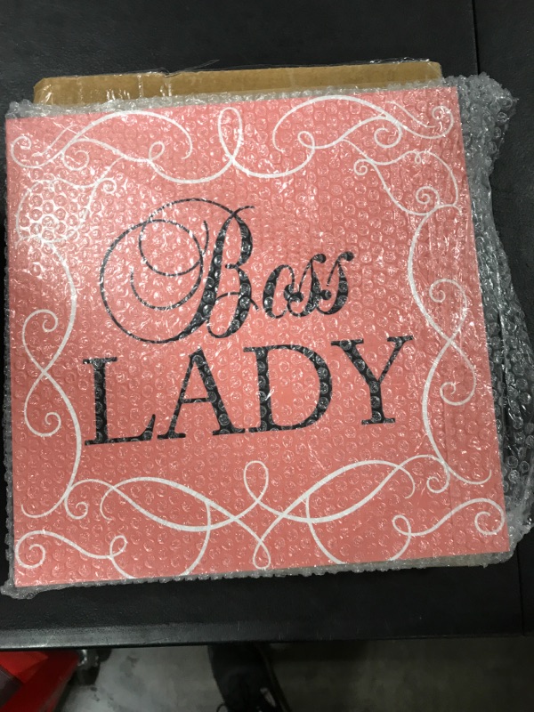 Photo 2 of Boss Lady Salmon Scrolling 10 x 10 Wood Tabletop Sign Plaque