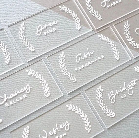 Photo 1 of 20pcs Clear Acrylic Place Cards for Wedding – Blank Rectangle Acrylic Escort Plates Name Cards - Perfect for Seating Cards,Table Card, Food Sign, Party, Banquet & Event Decoration - 3 1/2 x 2“
