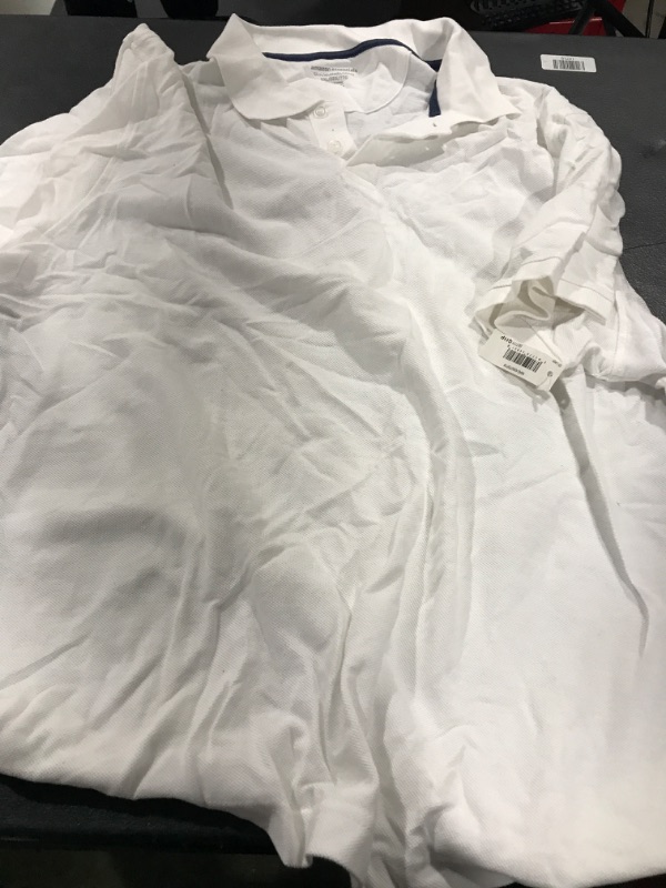 Photo 2 of Amazon Essentials Men's Slim-Fit Cotton Pique Polo Shirt, White, XX-Large
