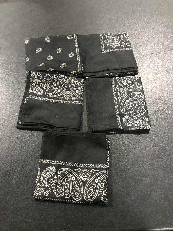 Photo 2 of 5 set of Paisley Bandana Face Mask Washable Biker Headband Wrap Neck Cover Black 21x21inches 
