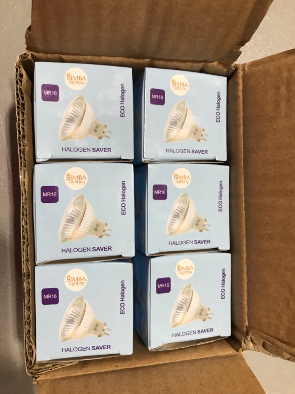 Photo 2 of Simba Lighting Halogen MR16 20W 12V Light Bulbs (6 Pack) for Landscape, Track Lights, Fiber Optics, Desk Lamps, BAB C Spotlights with Glass Cover, GU5.3 Bi Pin Base, 2700K Warm White Dimmable