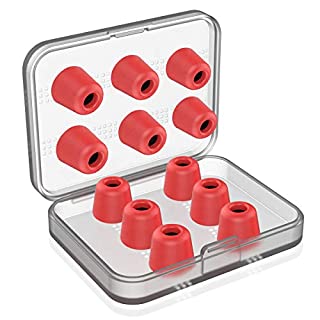 Photo 1 of 12Pcs Replacement Eartips- RIYO Premium Memory Foam Earphone Earbuds Tips Noise Reducing Earbud Tips for 5mm-7mm in-Ear Headphones Nozzle (Large, Red)