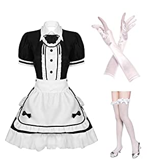 Photo 1 of Anime French Maid Apron Lolita Fancy Dress Cosplay Costume Women Sexy French Dress Set (4XL)