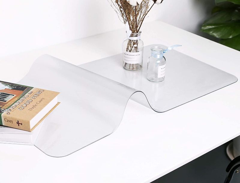 Photo 1 of Oterri Clear Writing Desk Pad, Heat Resistant Waterproof Frosted PVC Round Edge Durable Desk Protector,Anti-Slip Writing Mat-23.6''x13.7" Desk Blotter 