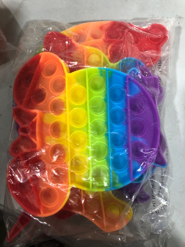 Photo 1 of 6 Packs Pop Fidget Pops Toys Gifts for Boys Girls Kids , Classroom Tools Aids Its Push Bubble Sensory Party Grade Group Preschool Graduation Favors Instruction Learning Game Orange Green Square Bulk Orange Green Tie-dyesquare