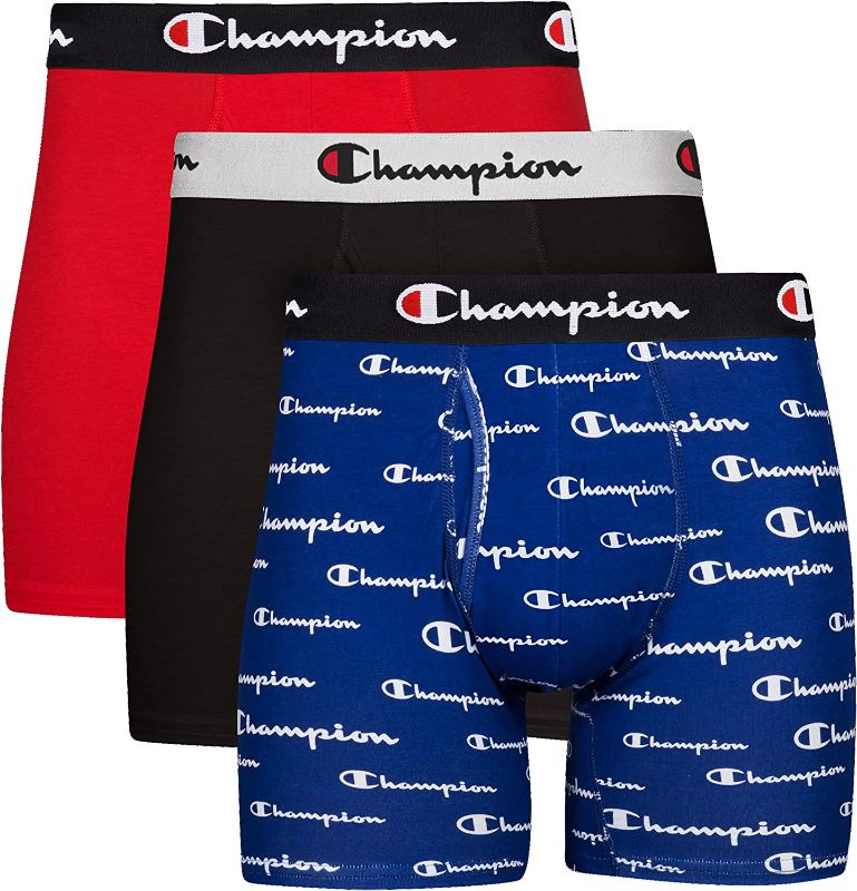 Photo 1 of Champion Men's Underwear Boxer Briefs Pack, Moisture-Wicking, Performance Stretch Cotton, Trunks and Long Leg, Multipack M