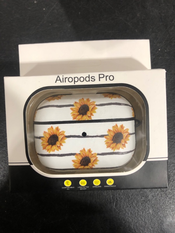 Photo 2 of HIDAHE Apple Airpods Pro Case, Sunflower Apple Airpods pro Case Accessories Kits Protective Hard Case Cover Floral Portable Women Girls with Keychain for Airpods Pro Charging Case, Sunflower 04 Sunflower04