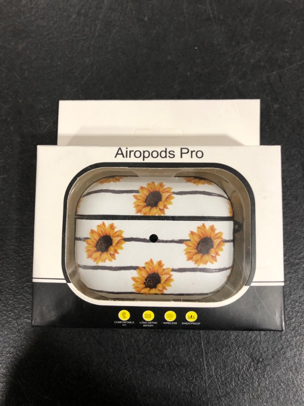 Photo 2 of HIDAHE Apple Airpods Pro Case, Sunflower Apple Airpods pro Case Accessories Kits Protective Hard Case Cover Floral Portable Women Girls with Keychain for Airpods Pro Charging Case, Sunflower 04 Sunflower04