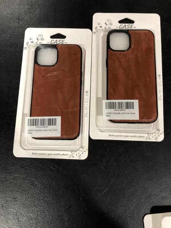 Photo 1 of 2 pack LOHASIC for iPhone 14 Leather Case, Classic PU Leather Elegant Slim Designer Men Cover Non-Slip Soft Grip Flexible Full Protective Cell Phone Cases Cover for iPhone 14(2022) 6.1" 5G - Brown Brown/14